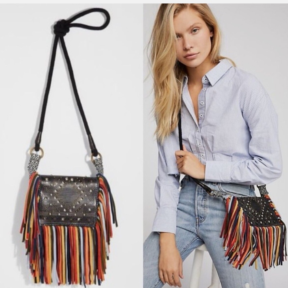 FREE PEOPLE FRINGE STUDDED SATCHEL